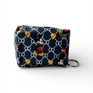 Mickey Mouse Patterned Coin Pouch - Navy and Red